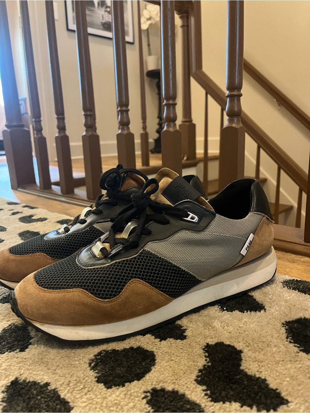 P448 Men’s Brown, Black & Gray Suede Mesh Sneakers